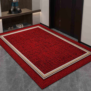 新中式 入户门口地垫玄关防滑耐脏脚垫圈绒地毯家用加厚红色门垫