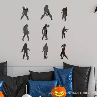 万圣节3D立体丧尸出行亚克力镜面贴 饰墙贴JM908亚马逊 卧室客厅装