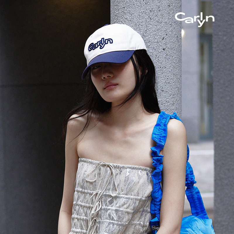 【Minnie同款】Carlyn VOLUME LOGO CAP拼色弯檐棒球帽