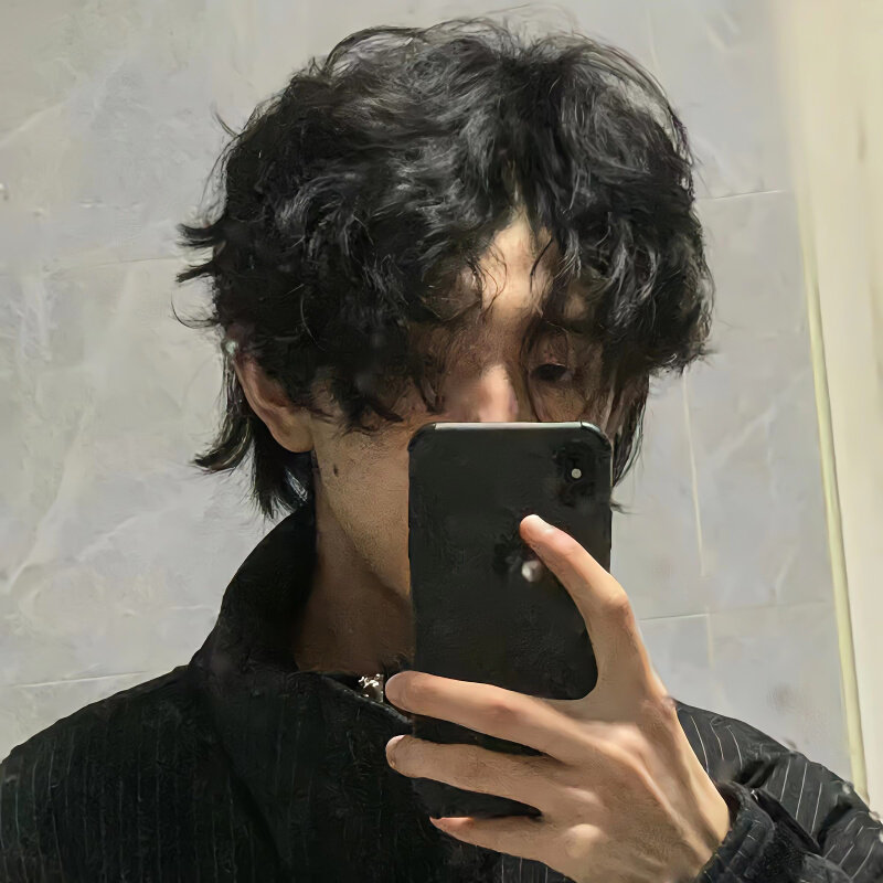 羊毛卷假发男生韩版帅气自然蓬松锡纸烫日系男士短发小卷毛全头套