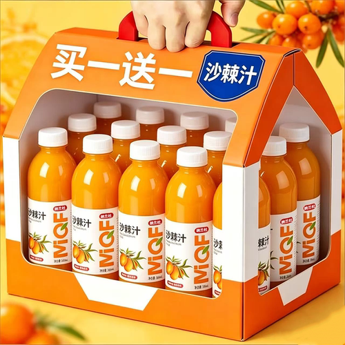 【买一送一】沙棘汁饮料360ml*24瓶整箱酸甜解腻果味饮料特价批发