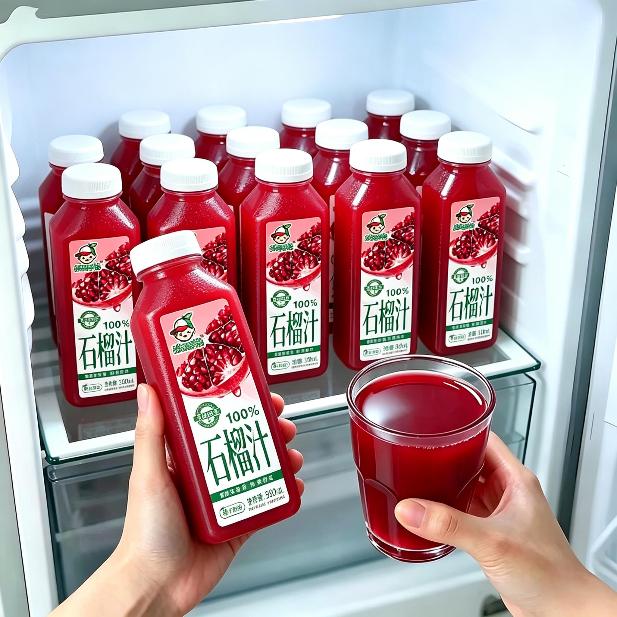 100%石榴汁整箱300ml*16瓶无添加防腐剂0香精0色素果汁植物饮料