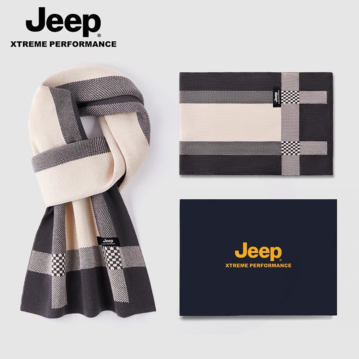 jeep吉普男士围巾冬季新款男百搭潮保暖围脖礼盒装送男友生日礼物