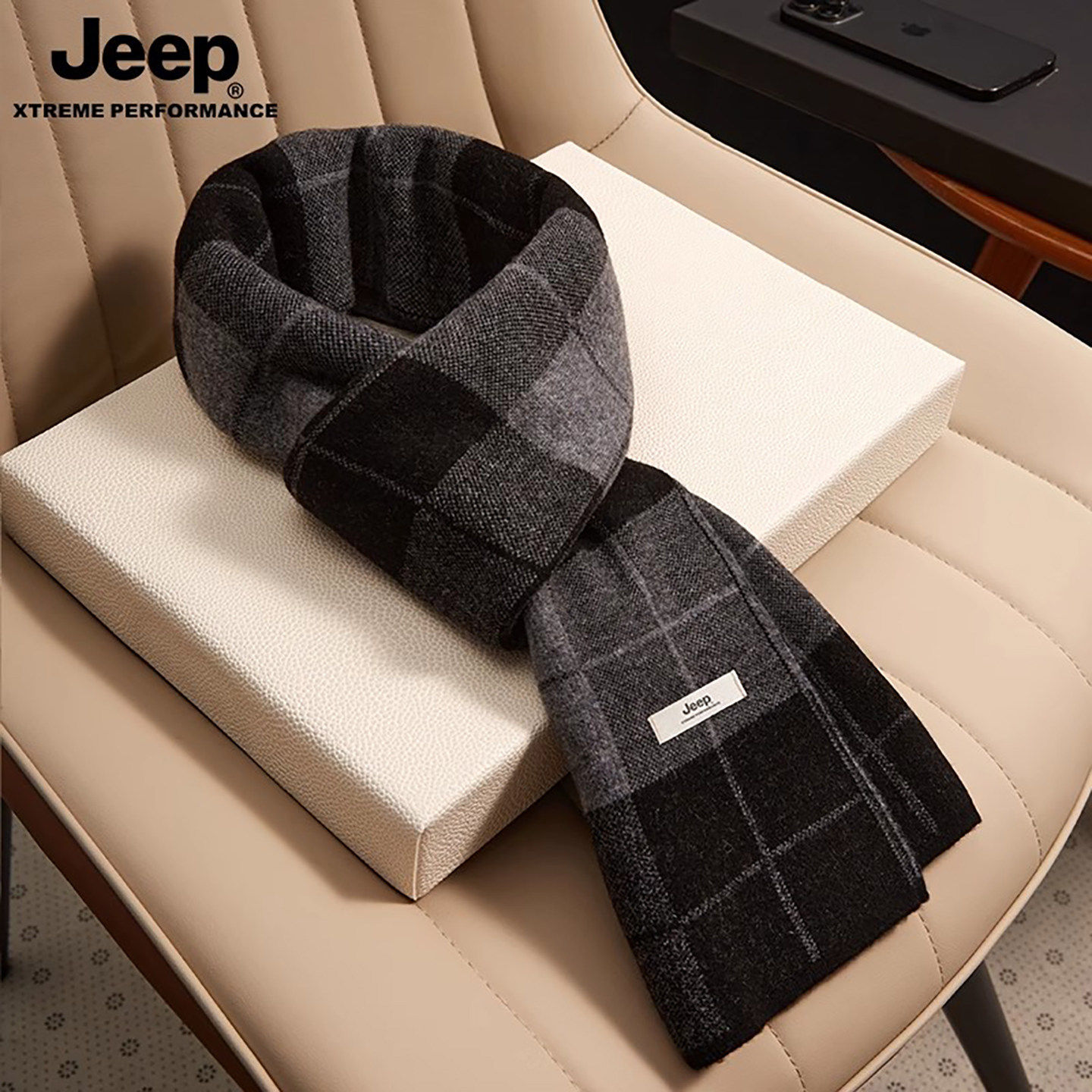 jeep吉普冬季围巾男士保暖防寒送男朋友生日礼物户外防风加厚围脖