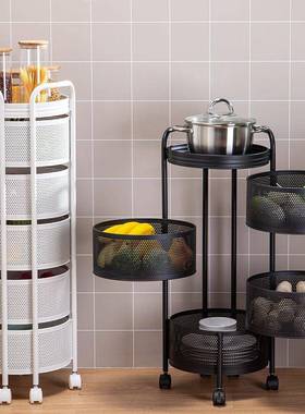 厨房旋转置物架落地家用多功能蔬菜转角架多层菜篮子放果蔬收纳架