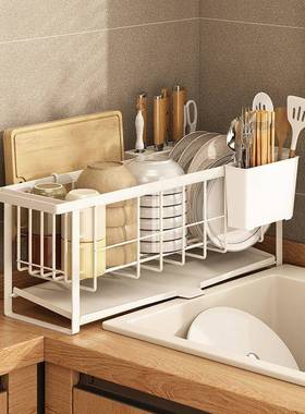 厨房置物架沥水碗架放碗盘子置物架筷子砧板小型家用窄水槽置物架