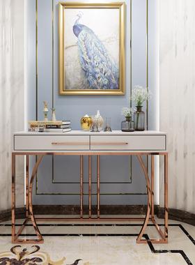 后现代简约不锈钢面玄关桌轻奢玄关台客厅港式端景台样板房
