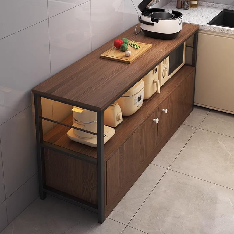 厨房置物架落地多层收纳柜放锅架多功能柜子家用橱柜带柜门储物柜