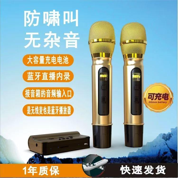 家庭娱乐舞台演出会议一托二U段话筒直播声卡车载无线K歌麦克风