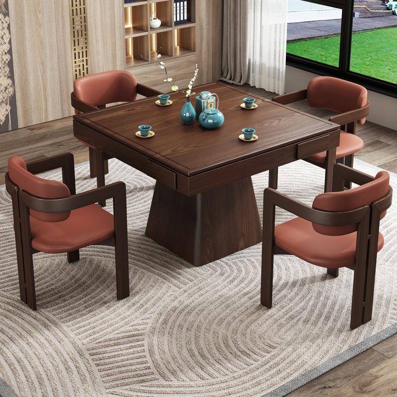 掼蛋专用桌实木八仙桌四方桌餐桌正方形新中式岩板棋牌桌椅组合