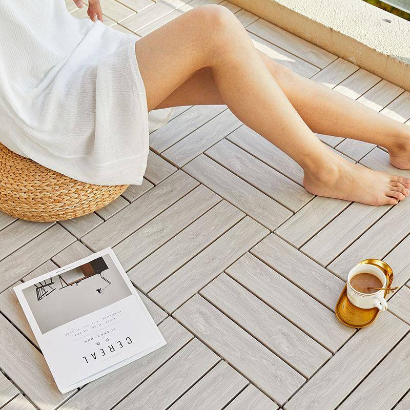 生态木阳台地板户外防腐木露台改造拼接塑木灰色室内自己铺防水贴