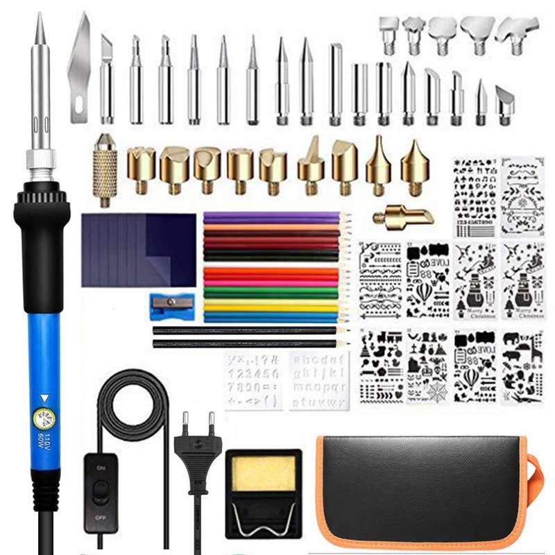 雕刻烙铁套装 60W可调温电洛铁恒温电洛铁烙画烫画笔焊锡枪外贸