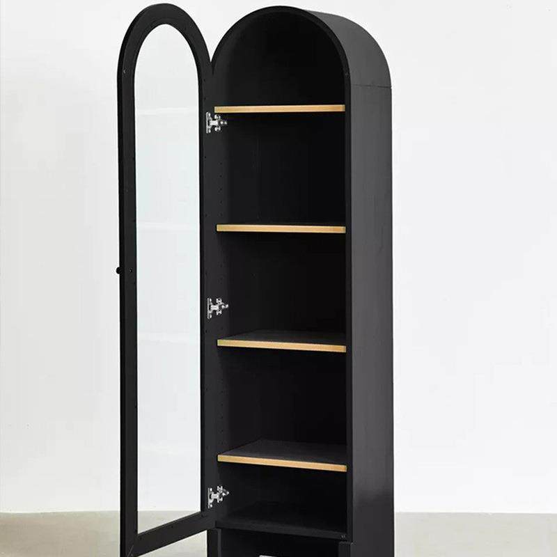 美式实木书柜轻奢儿童落地小书架酒柜北欧餐边柜法式复古拱形装饰