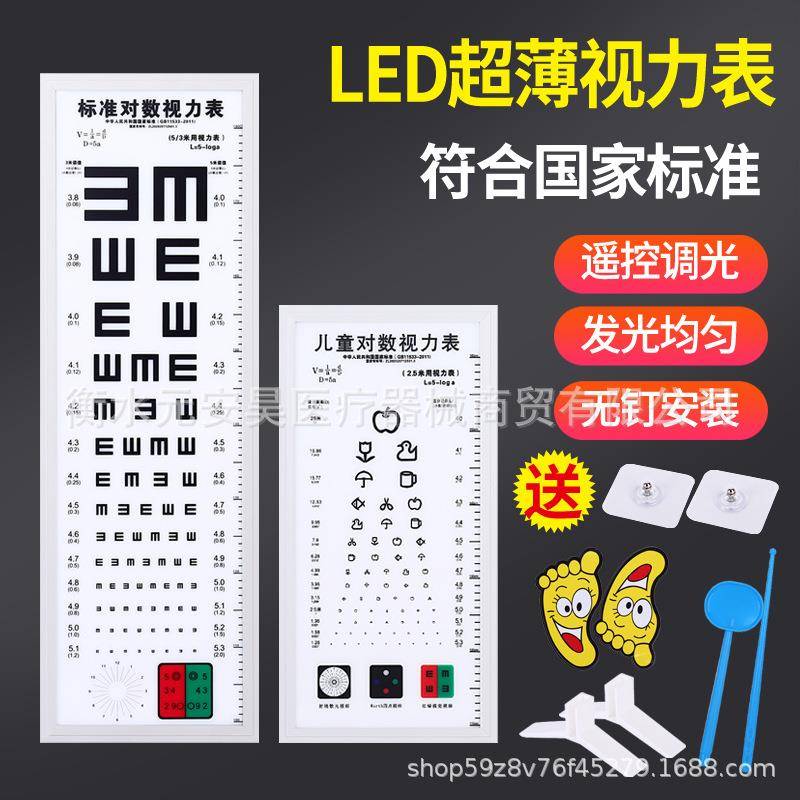 对数视力表灯箱挂图标准家用幼儿园5米LED薄款2.5儿童成人测视力