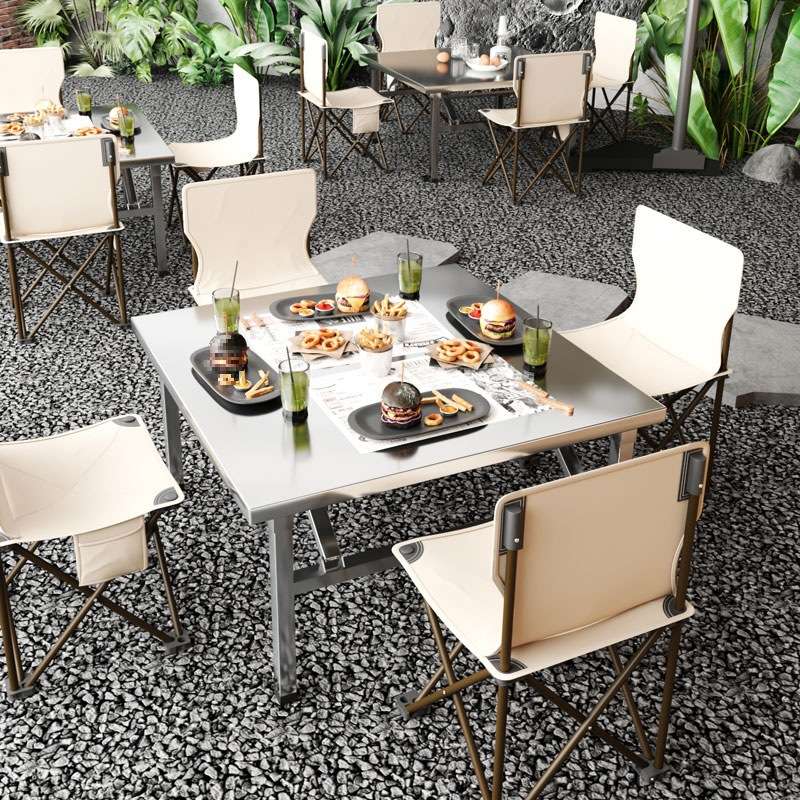 不锈钢折叠桌餐桌家用正方形饭桌四方矮桌户外便携折叠桌子摆新品