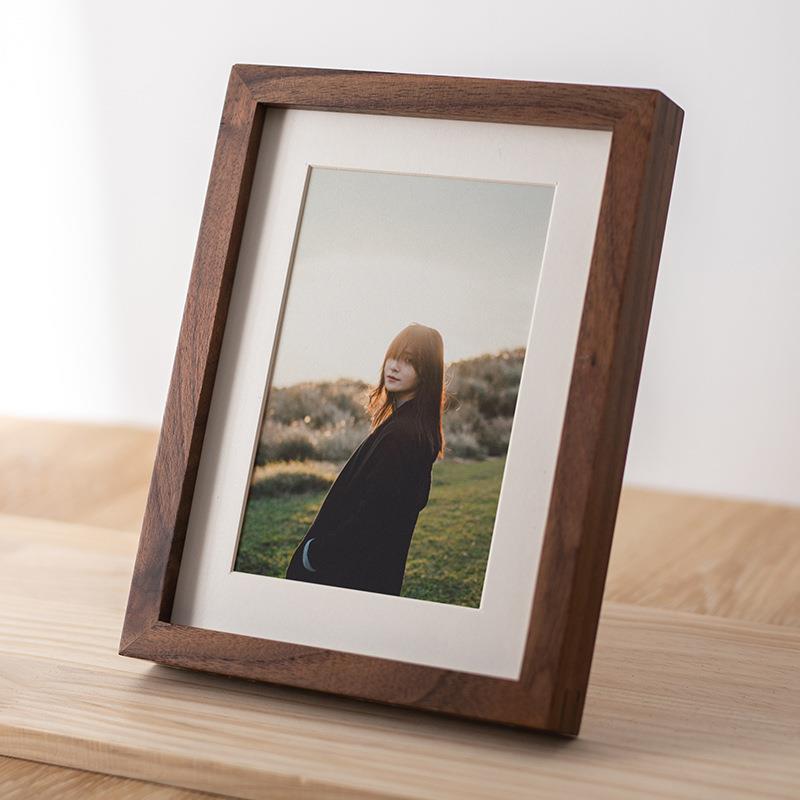 高质感榫卯相框摆台现货678寸胡桃樱桃实木立体画框装裱照片