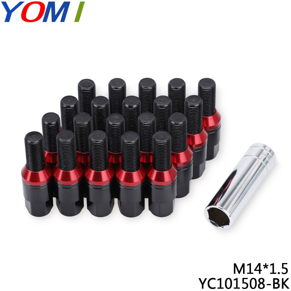 汽车改装M14*1.5德系车通用带套筒不锈钢轮毂螺杆带螺帽跨境车身
