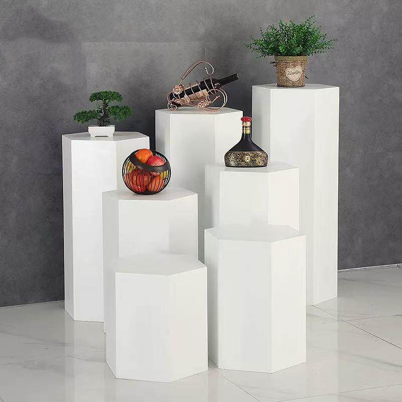 木质烤漆六边形展示台异形摆台网红直播站台服装店模特展台橱窗台