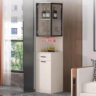 客厅沙发边柜角柜高款玻璃门酒柜餐柜厨房转角收纳置物靠墙柜子