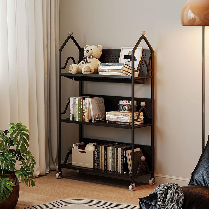 移动书架落地置物架客厅靠墙铁艺收纳儿童简易小书柜储物展示架子