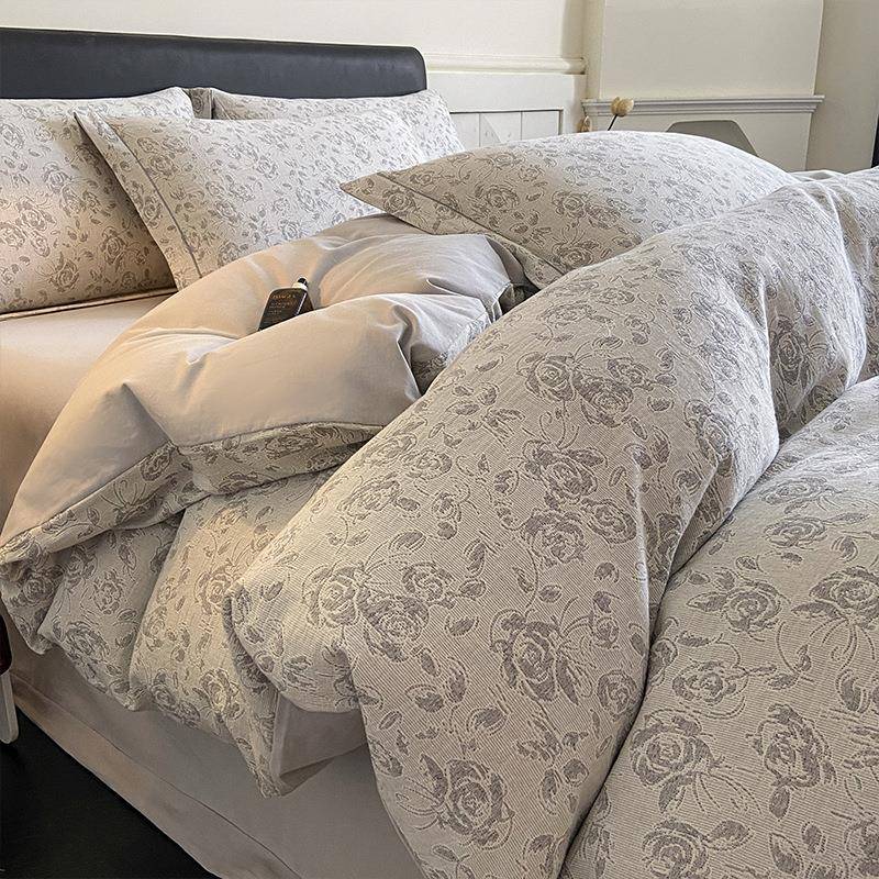 a类简约纯棉三层纱磨毛四件套100全棉2024新款秋冬被套床单三件套