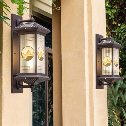 太阳能户外壁灯防水室外庭院灯现代中式别墅露台LED大门柱子灯