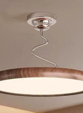 2025年新款原木风卧室扭扭灯胡桃木纹复古中古书房餐厅灯具吸顶灯