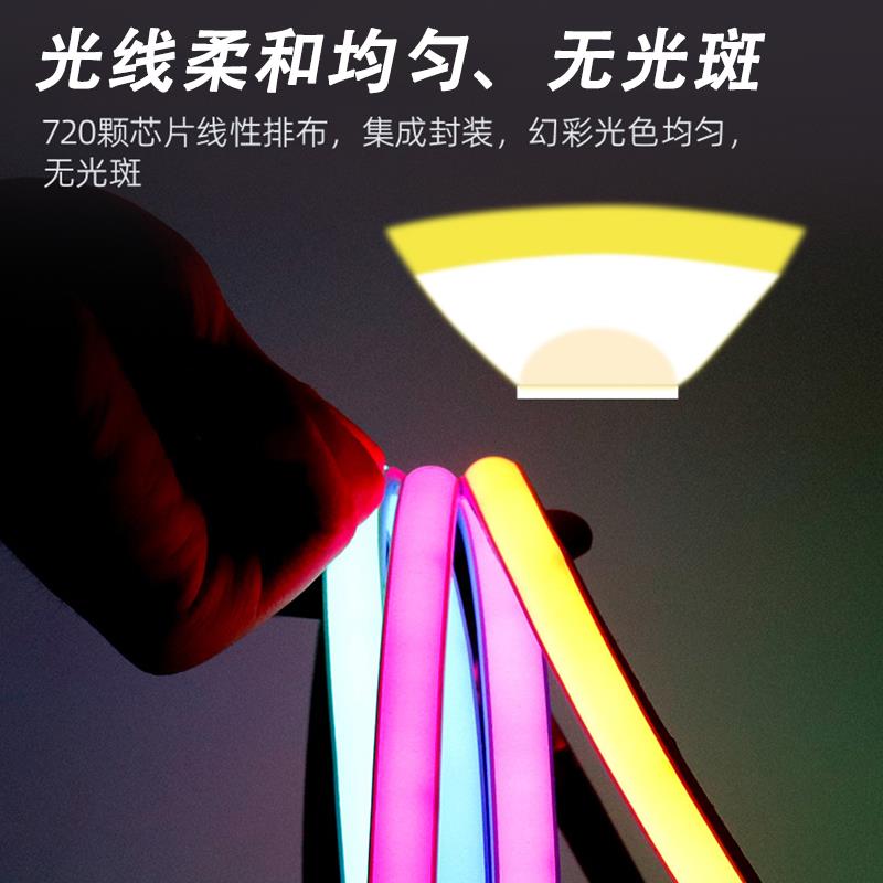 LED防水COB灯带硅胶幻彩霓虹灯条氛围灯跑马流水音乐律动24V