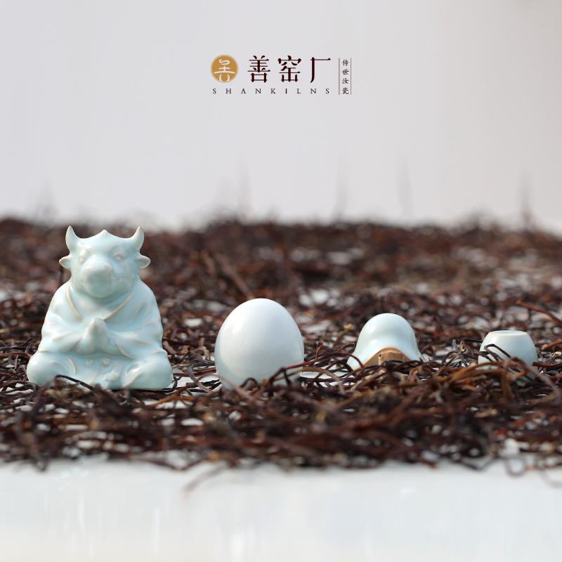 善窑厂李善明礼品茶宠盖置天青釉月白釉粉青釉开片可养高温汝瓷