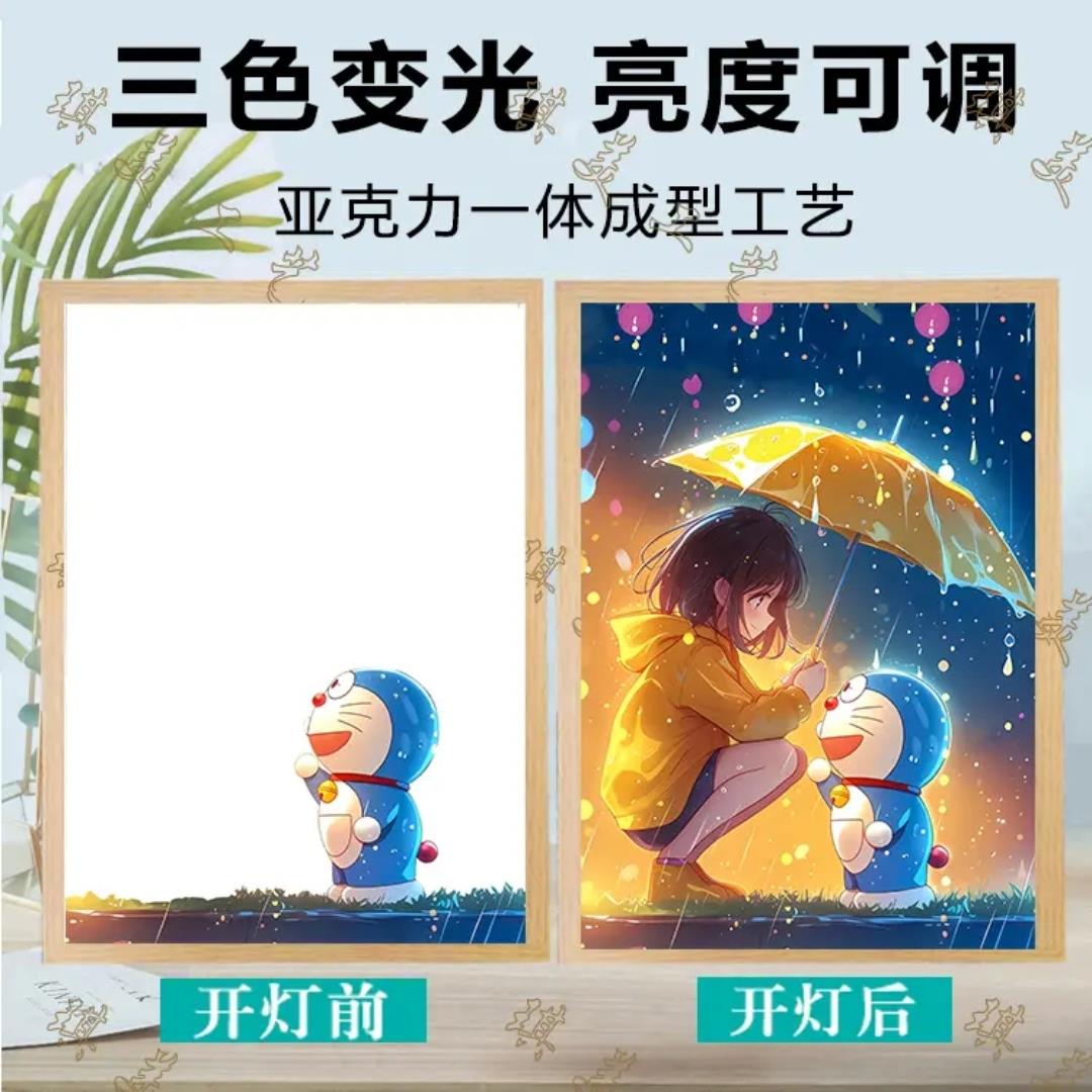哆啦A梦叮当猫氛围小夜灯床头客厅发光壁画摆件装饰画礼物送礼物