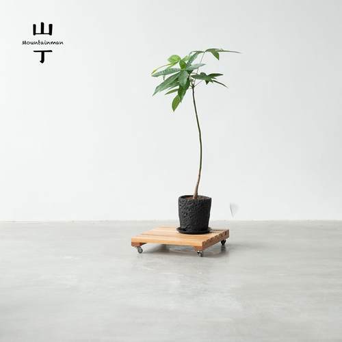 山丁 移动花托 日式纯实木花架简约北欧黑胡桃樱桃白蜡榉木白橡木