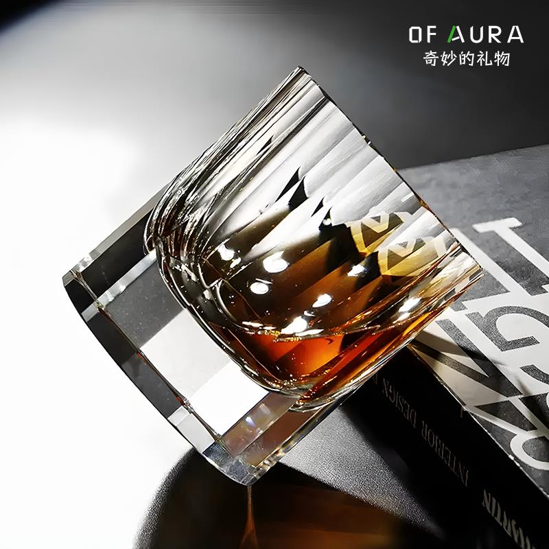 OF AURA高级感K9水晶玻璃杯手工雕刻高档日式威士忌酒杯洋酒杯