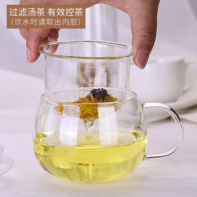 泡茶杯茶水分离加厚过滤耐热玻璃茶杯家用大容量带盖泡茶过滤杯子