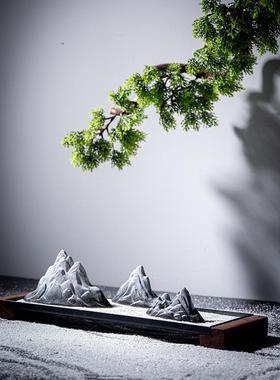 新中国风创意干景观沙盘微景观陶瓷桌面小饰品家居室内禅意假山景