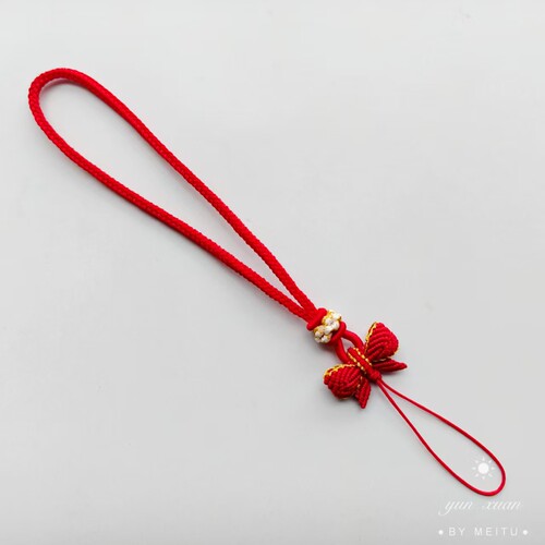 手工编织蝴蝶结八股防丢手机挂绳