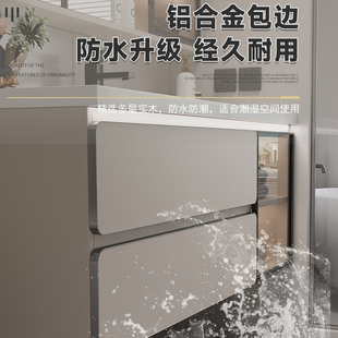 轻奢奶油风浴室柜组合现代u简约卫生间洗漱台陶瓷一体洗手洗脸盆