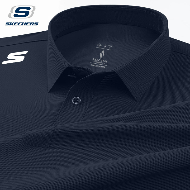 斯凯奇吸汗运动POLO衫短袖男款夏季薄款速干时尚纯色透气健身上衣