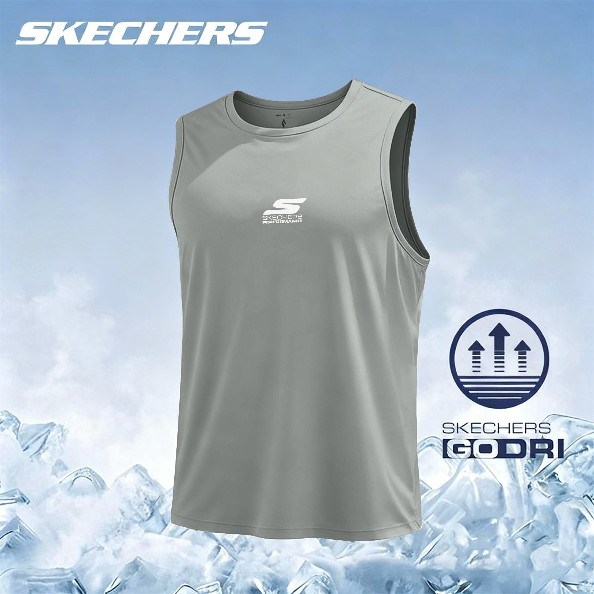 斯凯奇冰丝背心男夏季2026新款健身运动速干无痕坎肩跨栏无袖打底