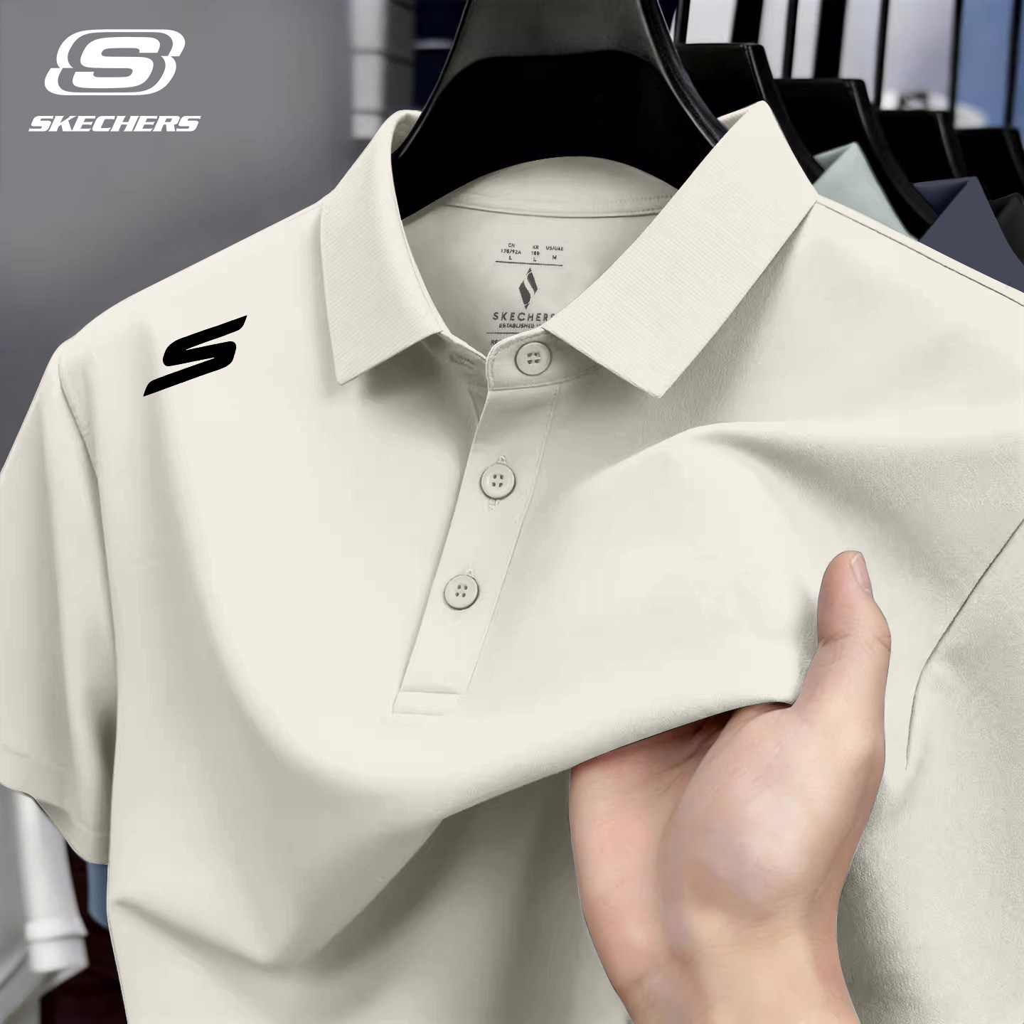 斯凯奇男士短袖POLO衫2026新款翻领冰丝速干t恤宽松休闲爸爸装潮