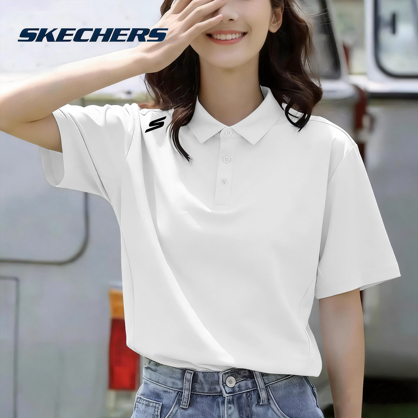 斯凯奇冰丝polo衫女短袖翻领t恤透气2026新款速干羽毛球网球服女