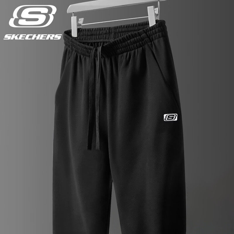 斯凯奇束脚裤男款加绒运动裤男春季新款收口卫裤男士裤休闲长裤子