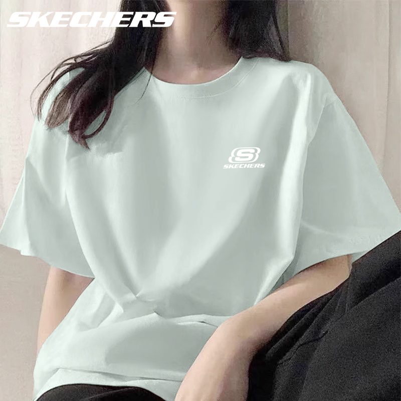 斯凯奇棉t短袖女士夏季休闲装品牌新款韩版小众简约轻运动t恤学生