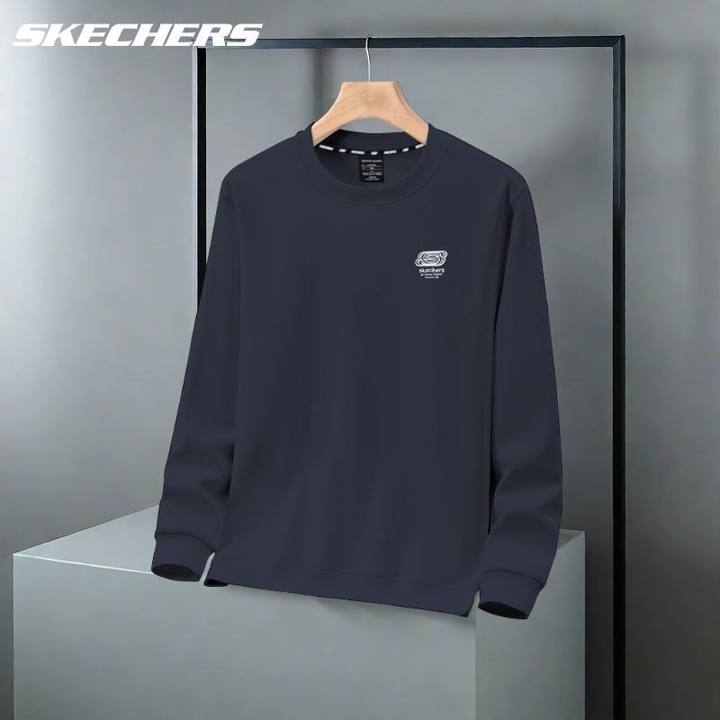 斯凯奇男式卫衣休闲跑步健身洋气针织长袖字母印花今年流行运动服