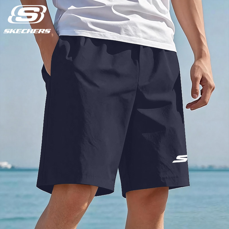 斯凯奇篮球速干短裤男青少年宽松直筒五分裤夏季透气跑步健身裤子