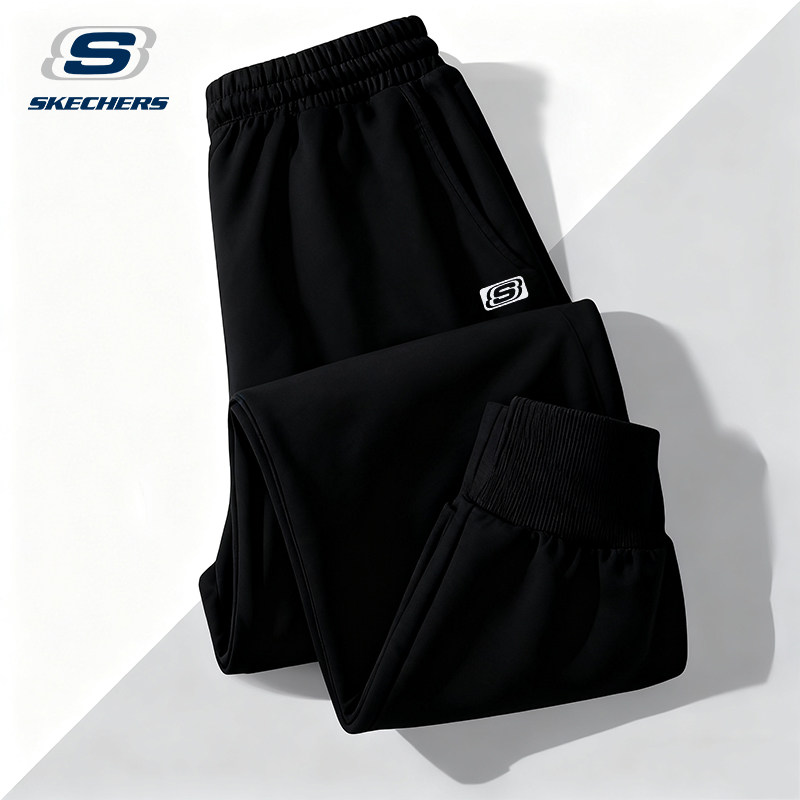 斯凯奇黑色运动长裤女裤2026新款束脚跑步休闲裤百搭舒适柔软卫裤