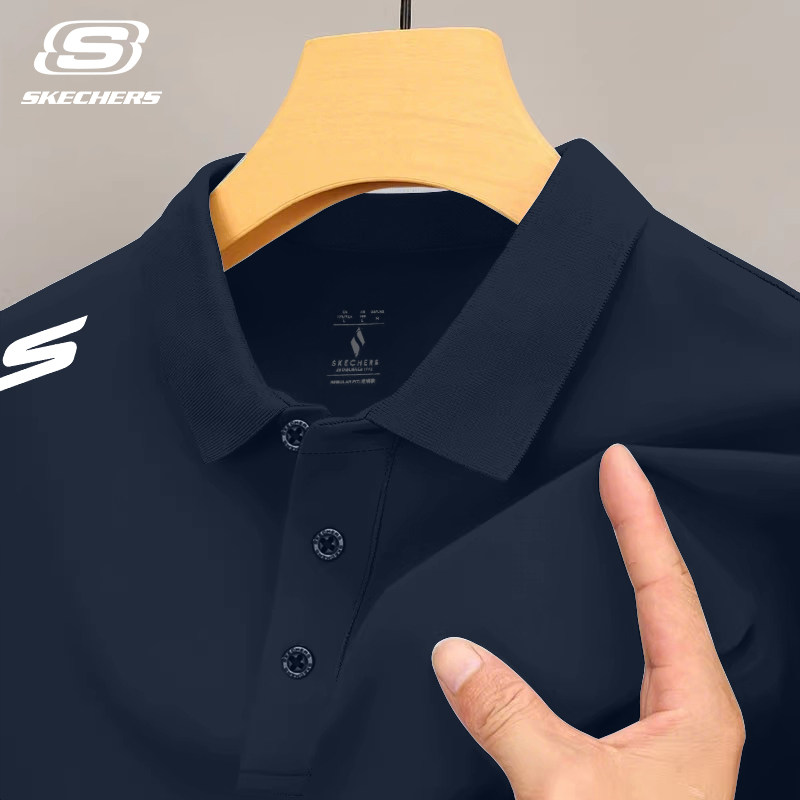 斯凯奇翻领短袖男士中年速干Polo衫新款品牌爸爸夏装冰丝凉感T恤