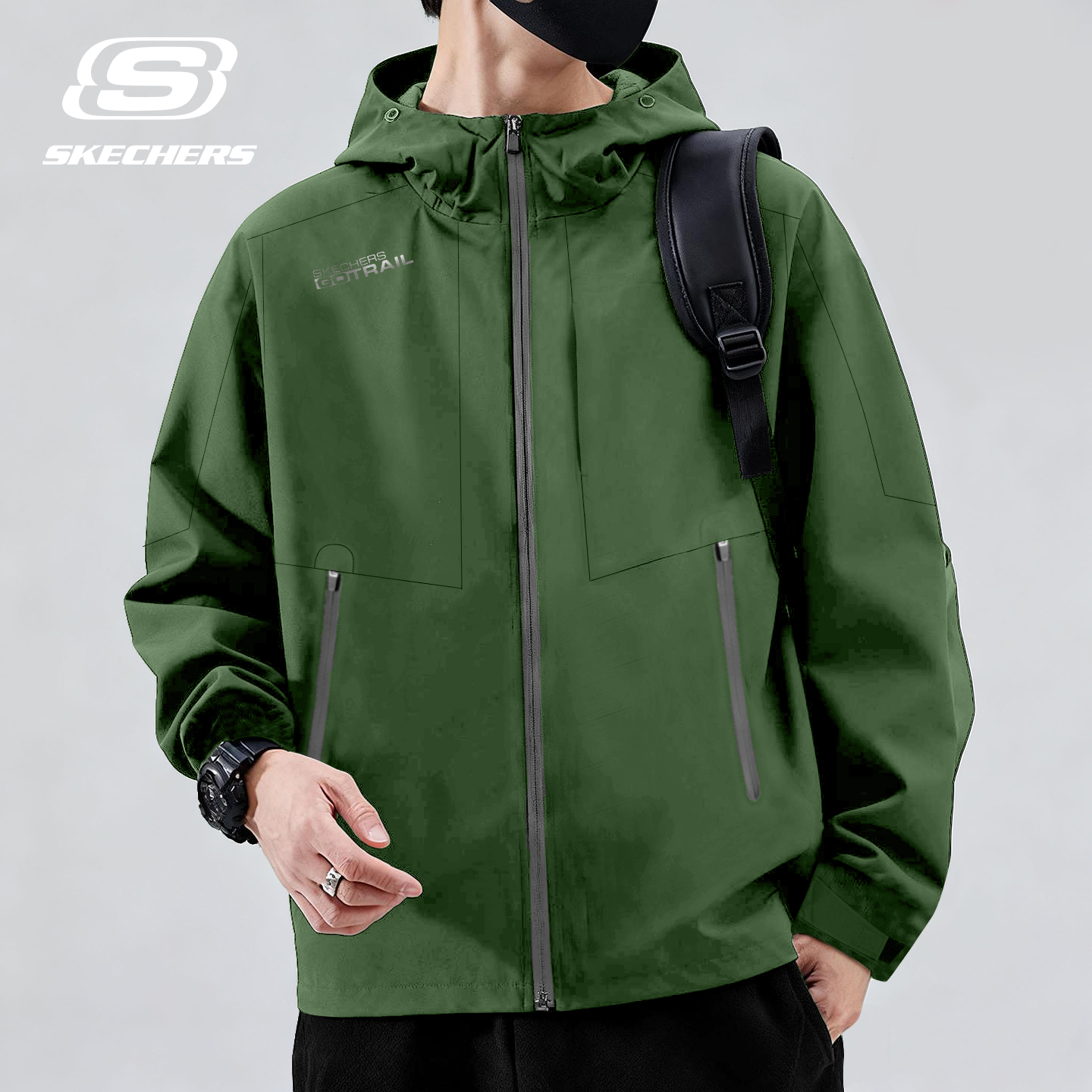 斯凯奇户外冲锋衣外套男薄款防风