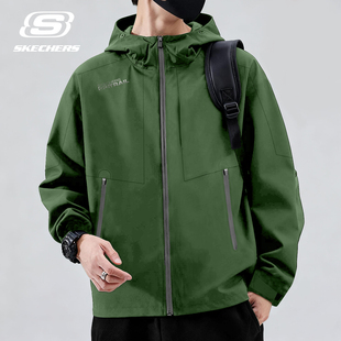 斯凯奇户外冲锋衣外套男春秋季薄款防风防水宽松大码工装休闲夹克