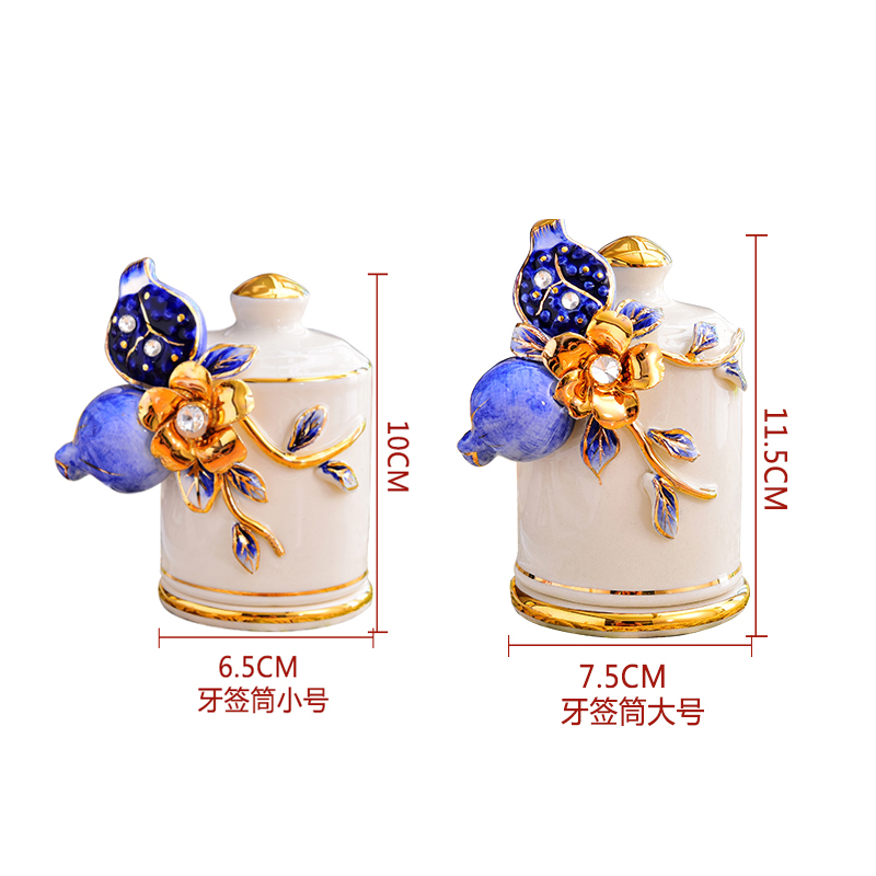 欧式牙签筒 陶瓷牙签瓶客厅牙签盒餐桌牙签罐家用棉签筒时尚摆件