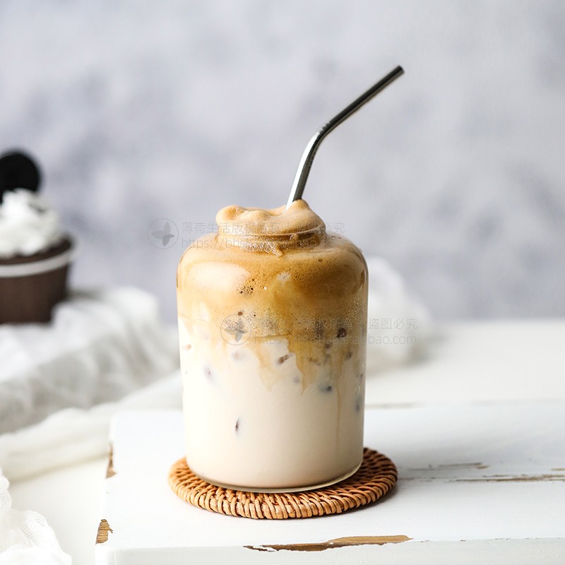 薄荷生活耐热玻璃冷饮杯牛奶瓶玻璃瓶胖胖玻璃瓶罐奶茶杯冰咖啡杯